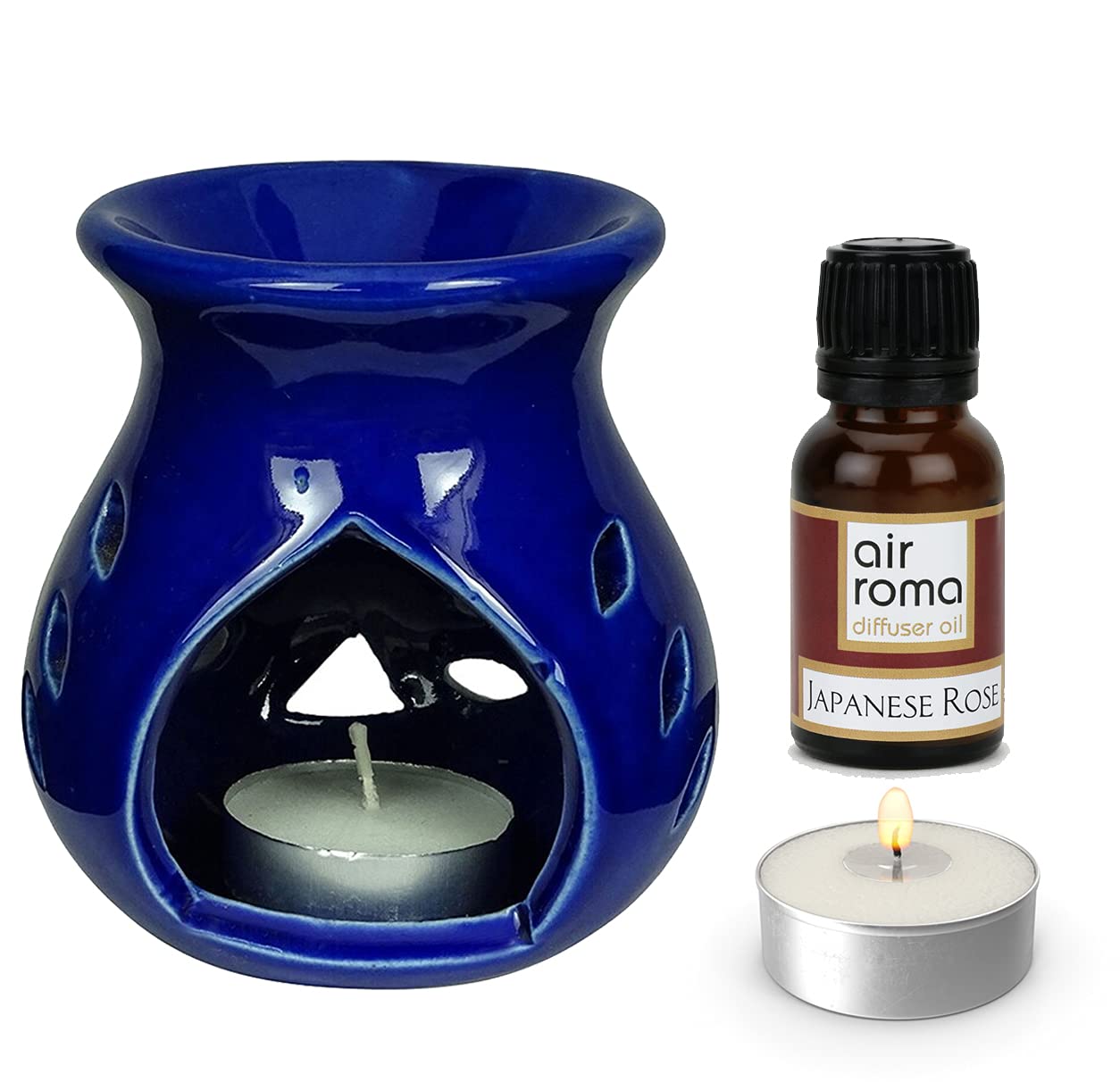 AIR-ROMA Air Roma Blue Ceramic Aroma Diffuser Burner With 10Ml Japanese Rose Oil & 2 Pcs Candles | Strong & Long-Lasting Aroma | Ceramic Aro
AIR-ROMA Air Roma Blue Ceramic Aroma Diffuser Burner With 10Ml Japanese Rose Oil & 2 Pcs Candles | Strong & Long-Lasting Aroma | Ceramic Aro