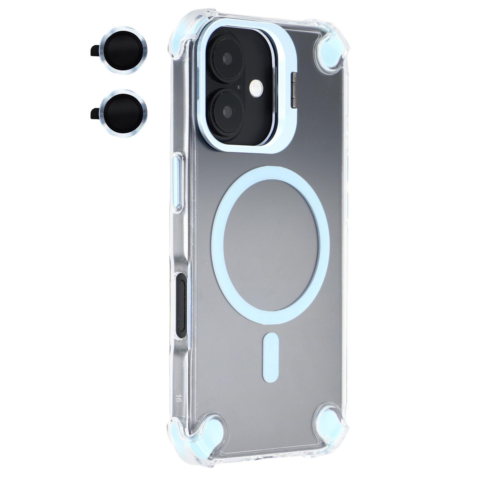 For iPhone 16 Magnetic Clear Case Shockproof Hybrid Phone Shell with Camera Lens Frame Kickstand Baby Blue
For iPhone 16 Magnetic Clear Case Shockproof Hybrid Phone Shell with Camera Lens Frame Kickstand Baby Blue