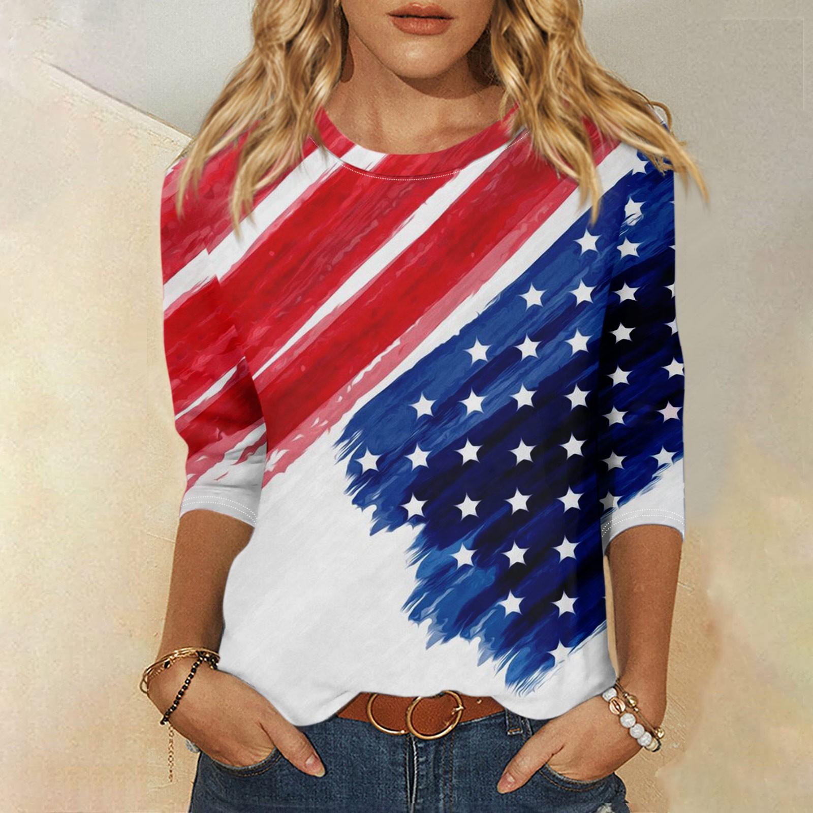 Женская мода, повседневная свободная футболка с принтом на День независимости и круглым вырезом, рукав 3/4, женский топ L винный
Женская мода, повседневная свободная футболка с принтом на День независимости и круглым вырезом, рукав 3/4, женский топ L винный