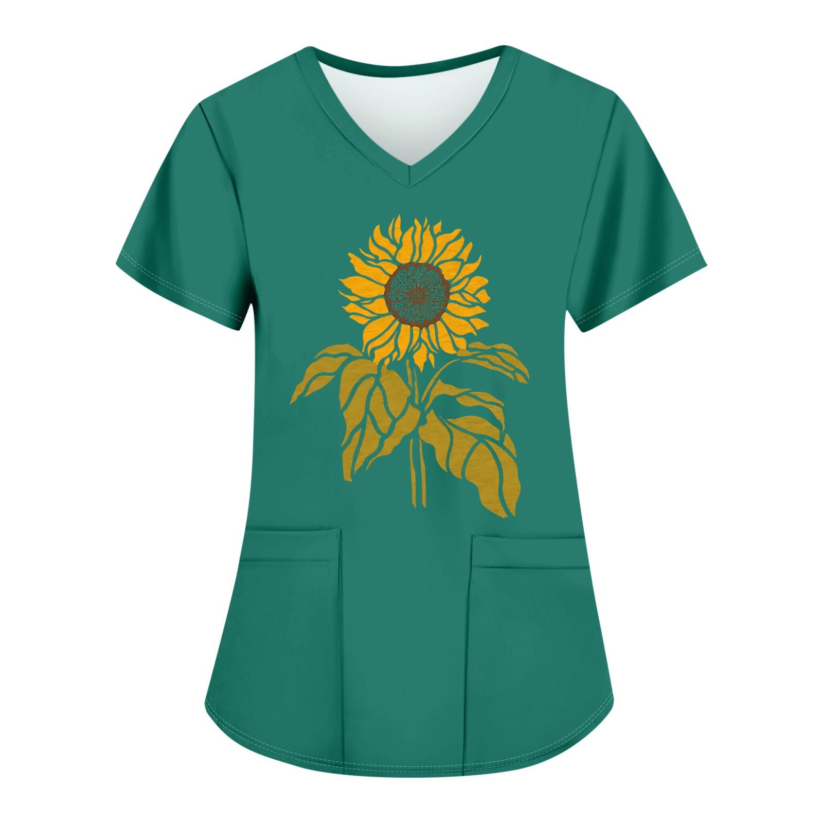 Жіночі модні робочі футболки з принтом і V-подібним вирізом з короткими рукавами та кишенями S зелений
Жіночі модні робочі футболки з принтом і V-подібним вирізом з короткими рукавами та кишенями S зелений