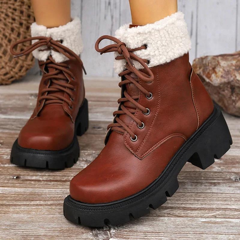 Mid-Calf Square Heel Boots for Women 2024 Hot Sale Winter Solid Lace-up Ladies Shoes Med Heel Rubber Round Toe Boots
Mid-Calf Square Heel Boots for Women 2024 Hot Sale Winter Solid Lace-up Ladies Shoes Med Heel Rubber Round Toe Boots