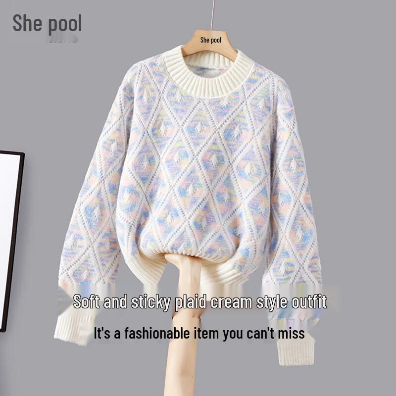 Women s Loose Fit Contrast Color Plaid Sweater One Size
Women s Loose Fit Contrast Color Plaid Sweater One Size