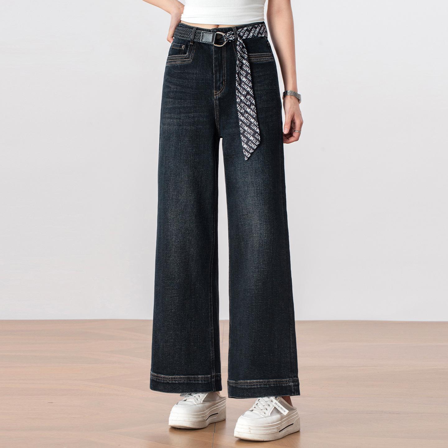 2025 Autumn Retro High-Waisted Straight-Leg Jeans with Silk Scarf Belt for Women 28 чёрный/золотой
2025 Autumn Retro High-Waisted Straight-Leg Jeans with Silk Scarf Belt for Women 28 чёрный/золотой