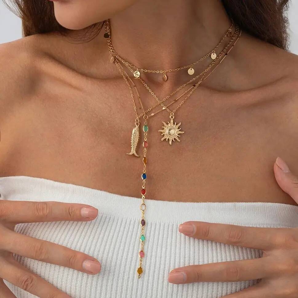 Ingemark 4Pcs/Set Y2K Boho Sunflower Fish Pendant Choker Necklace for Women Trend Sexy Chest Chain Wedding Jewelry Accessories
Ingemark 4Pcs/Set Y2K Boho Sunflower Fish Pendant Choker Necklace for Women Trend Sexy Chest Chain Wedding Jewelry Accessories
