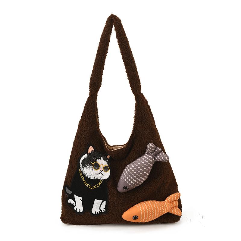 Fashionable Large Capacity Handbag Cute Plush Shoulder Bag Cartoon Fish Cats Pattern Tote Bag for Women Casual Commuting Bag кофейный
Fashionable Large Capacity Handbag Cute Plush Shoulder Bag Cartoon Fish Cats Pattern Tote Bag for Women Casual Commuting Bag кофейный