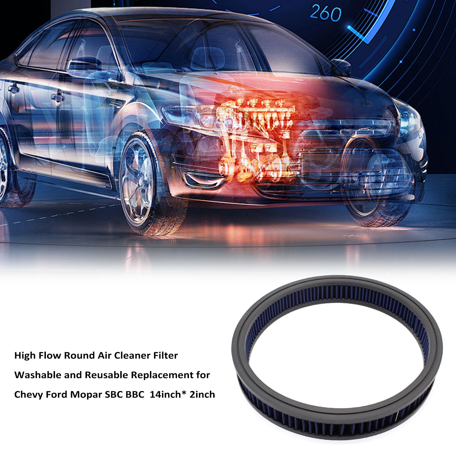 High Flow Round Air Cleaner Filter Washable and Reusable Replacement for Chevy Ford Mopar SBC BBC 1 Blue Red Black
High Flow Round Air Cleaner Filter Washable and Reusable Replacement for Chevy Ford Mopar SBC BBC 1 Blue Red Black