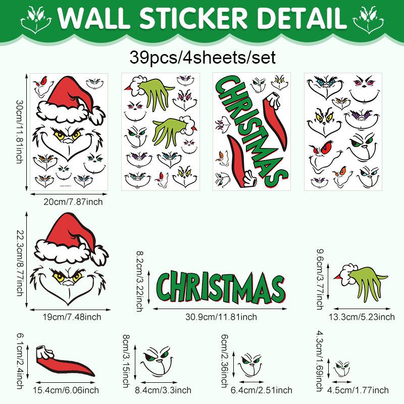 Grinch Christmas Wall & Fridge Sticker: Green Monster Holiday Decor 20x30cm, 4 pieces
Grinch Christmas Wall & Fridge Sticker: Green Monster Holiday Decor 20x30cm, 4 pieces