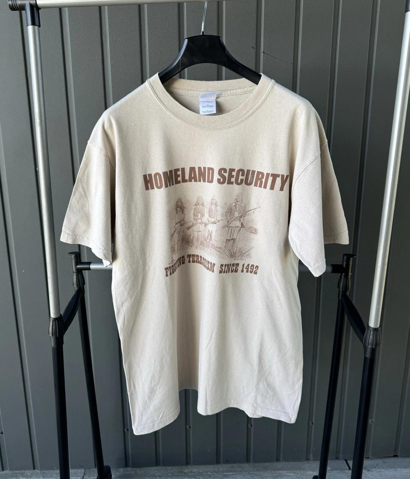 Vintage Homeland Security T Shirt Native Americans Humor Y2k 1492 2XL
Vintage Homeland Security T Shirt Native Americans Humor Y2k 1492 2XL