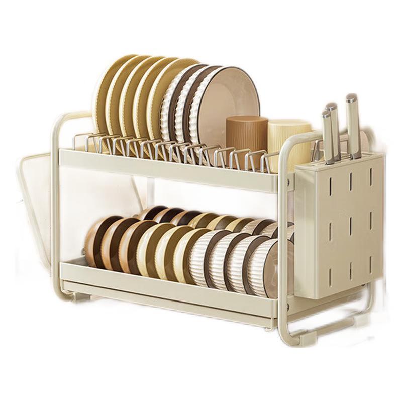 White Carbon Steel 2-Tier Countertop Dish Drying Rack with Utensil Holder
White Carbon Steel 2-Tier Countertop Dish Drying Rack with Utensil Holder