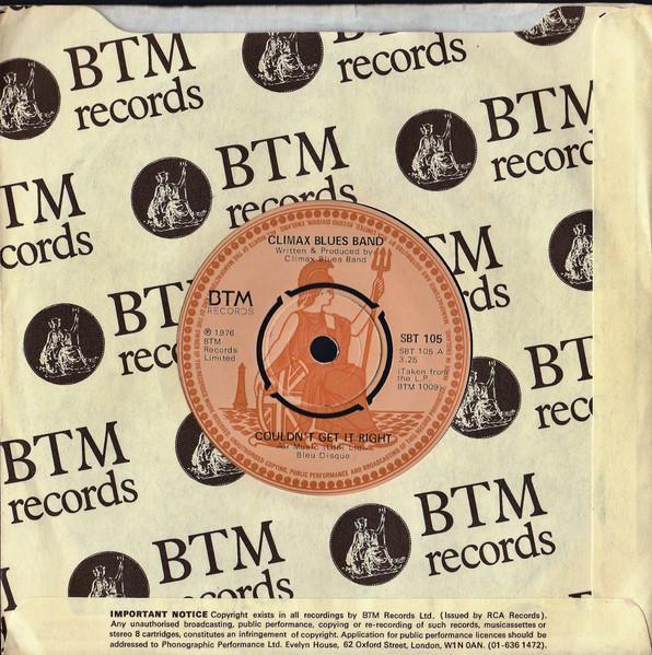 7inch Record CLIMAX BLUES BAND - Couldn t Get It Right SBT105 BTM Records 1976 UK Rock Used
7inch Record CLIMAX BLUES BAND - Couldn t Get It Right SBT105 BTM Records 1976 UK Rock Used