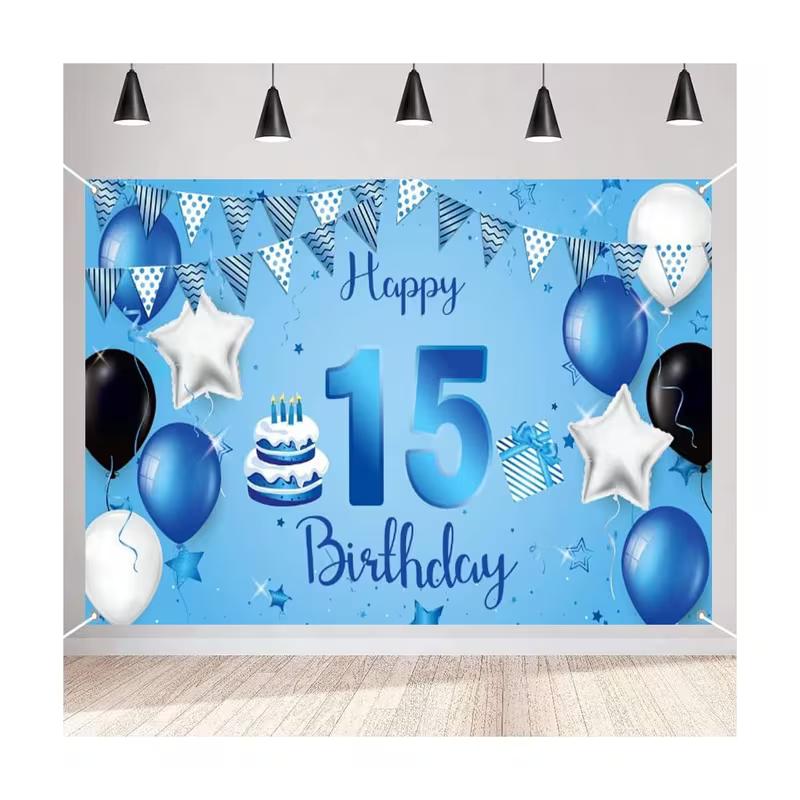 2D 15th Birthday Backdrop, Blue Theme Balloon Cake Photo Banner for Teens Boys 15th Birthday Photography 47.2x31.5inch/120*80cm
2D 15th Birthday Backdrop, Blue Theme Balloon Cake Photo Banner for Teens Boys 15th Birthday Photography 47.2x31.5inch/120*80cm