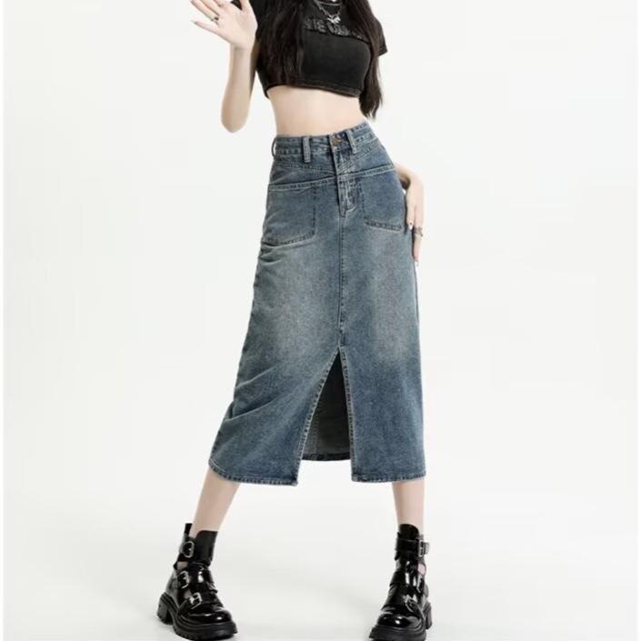 Trendy Retro High Waist Slit Denim Midi Skirt for Women - Slimming A-line Bodycon Style 2XL: Height 155-165CM (67kg-73kg)
Trendy Retro High Waist Slit Denim Midi Skirt for Women - Slimming A-line Bodycon Style 2XL: Height 155-165CM (67kg-73kg)