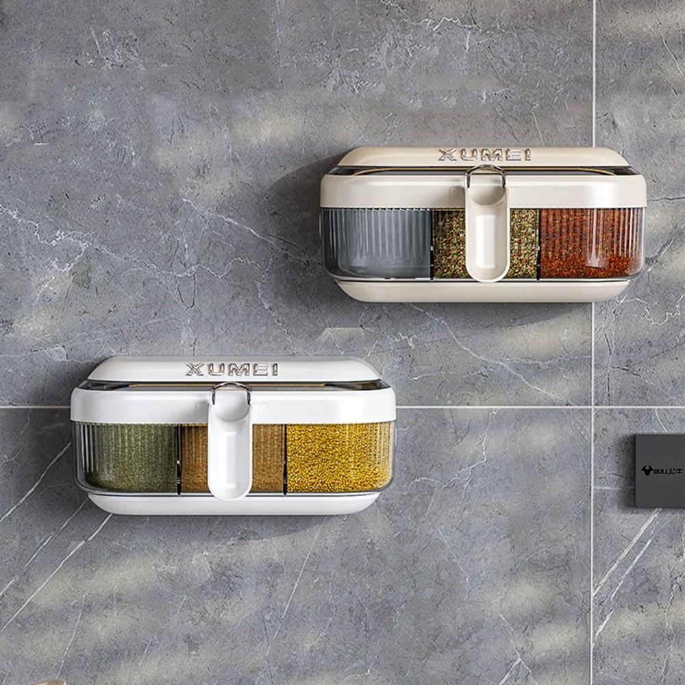 Многосекционный контейнер для хранения приправ, коробка для специй без отверстий, настенная коробка для приправ для дома Beige-2 Grids 
Многосекционный контейнер для хранения приправ, коробка для специй без отверстий, настенная коробка для приправ для дома Beige-2 Grids