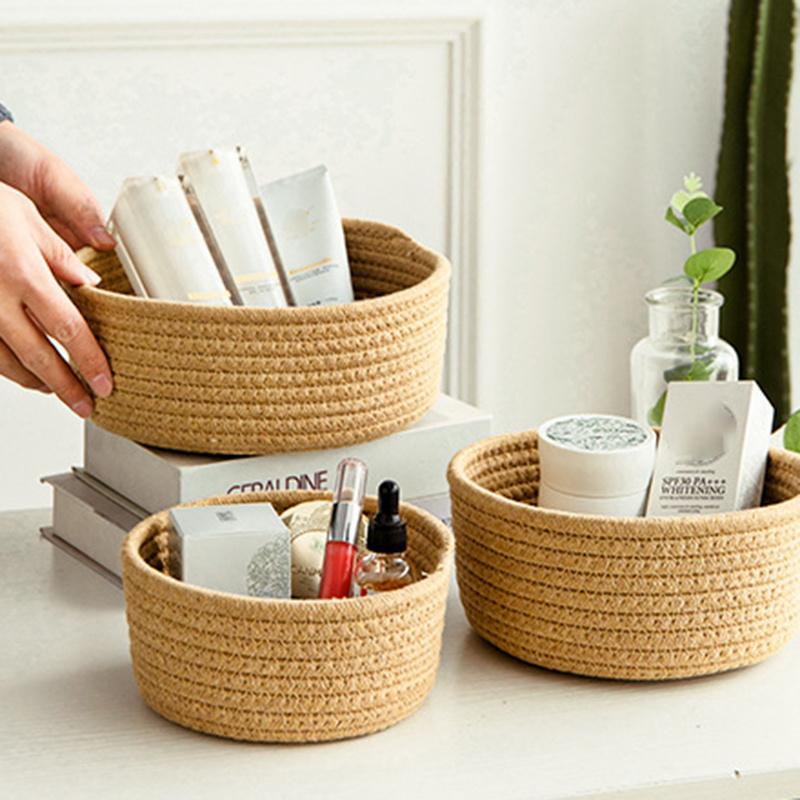 3Pcs/Set Nordic Cotton Rope Woven Storage Basket Round Desktop Cosmetics Organizer Basket White+Multi-color
3Pcs/Set Nordic Cotton Rope Woven Storage Basket Round Desktop Cosmetics Organizer Basket White+Multi-color