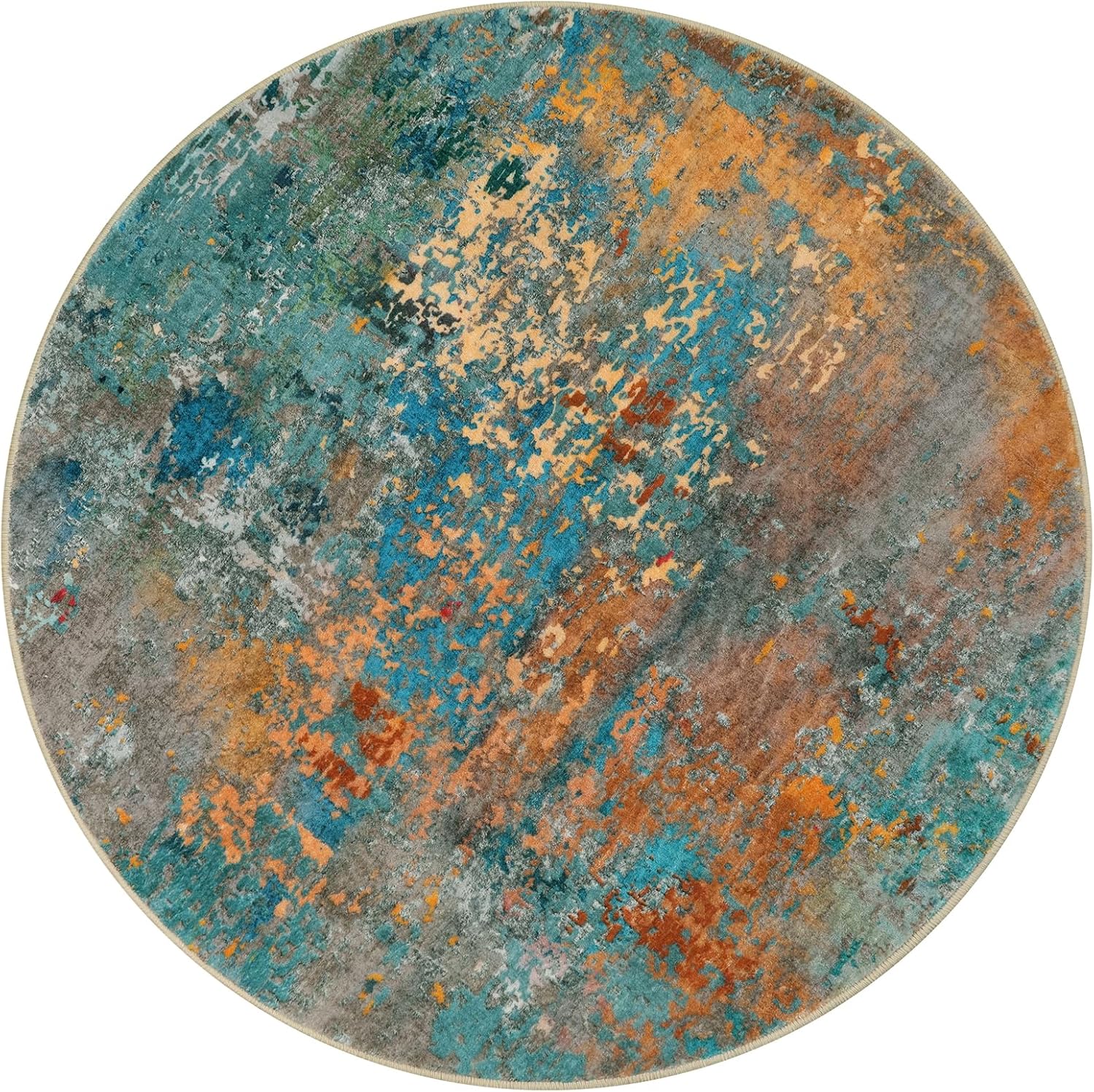 Round Abstract Colorful Patchwork Carpet Vintage Distressed Modern Art Living Rug Non-slip Multi-color Block Mottled Texture Mat 60cmx60cm
Round Abstract Colorful Patchwork Carpet Vintage Distressed Modern Art Living Rug Non-slip Multi-color Block Mottled Texture Mat 60cmx60cm