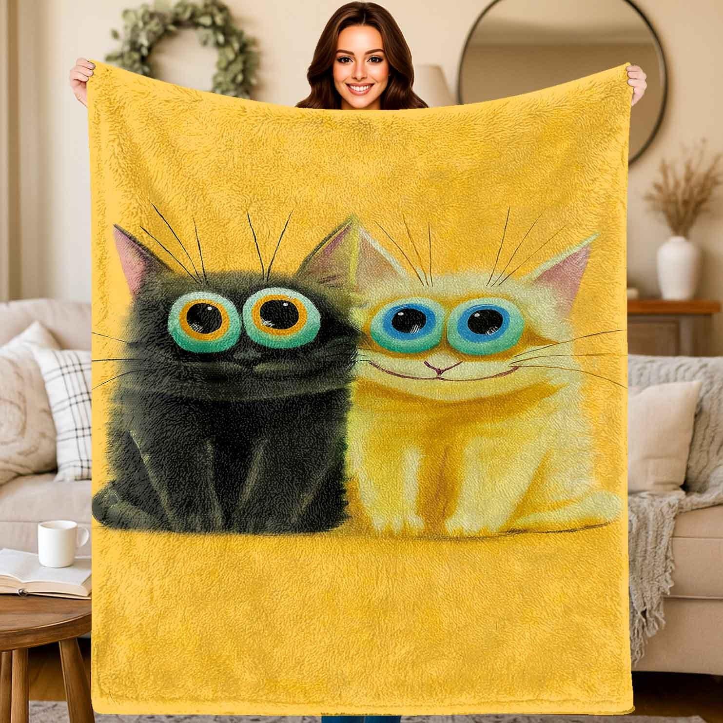 Cartoon pattern of two cats Flannel printed blanket suitable for all seasons suitable for living room office sofa and travel 75x100cm
Cartoon pattern of two cats Flannel printed blanket suitable for all seasons suitable for living room office sofa and travel 75x100cm
