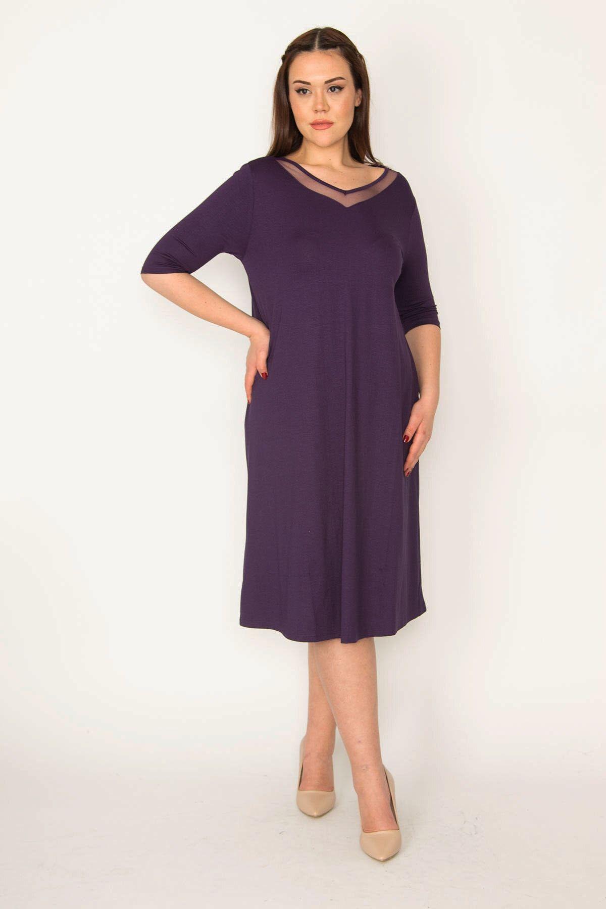 Women s Big Size Dress Plus Size Purple Dress with Tulle and Lace Detail on the Collar 2XL
Women s Big Size Dress Plus Size Purple Dress with Tulle and Lace Detail on the Collar 2XL