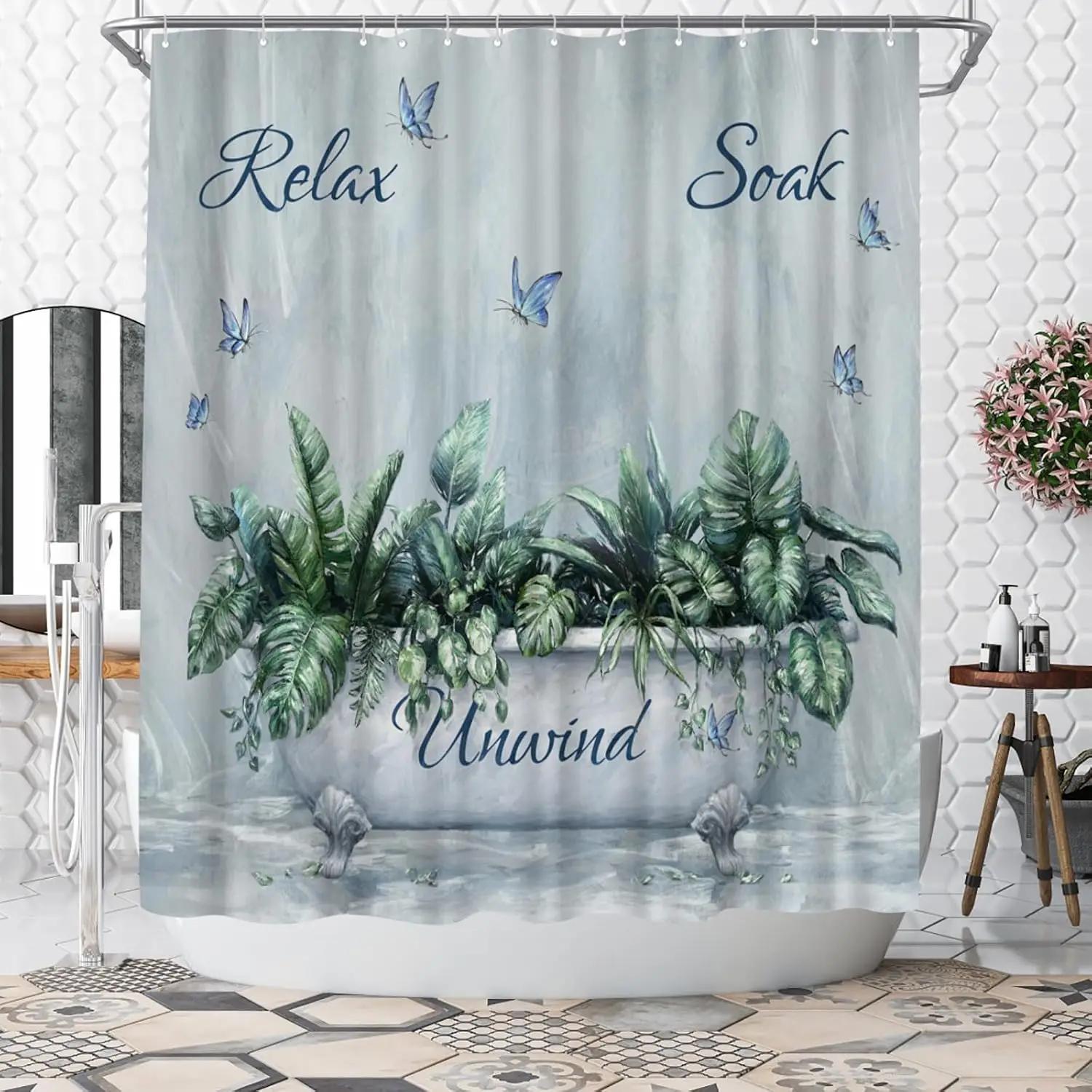 Welmeco Botanical Shower Curtain Relax Soak Unwind Print Bathroom Decor Curtain 72X72Inch Polyester Fabric (Grey) W60H190(CM)-1 Pcs
Welmeco Botanical Shower Curtain Relax Soak Unwind Print Bathroom Decor Curtain 72X72Inch Polyester Fabric (Grey) W60H190(CM)-1 Pcs