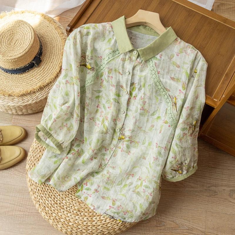 Womens Floral Print Lace Patchwork 3/4 Sleeve Linen Blouse M зелёный
Womens Floral Print Lace Patchwork 3/4 Sleeve Linen Blouse M зелёный