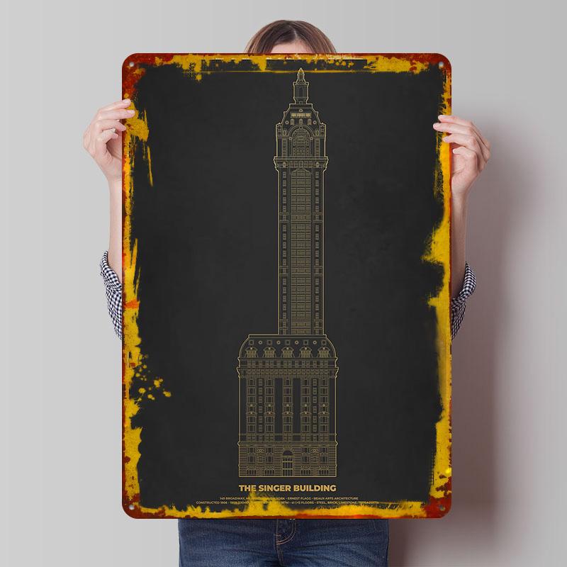 The Singer Building Gold Tinplate Poster Customized Wall Art Vintage Retro Metal Signs for House Decor Room Decorations Man Cave 7.9x11.8In(20x30cm)
The Singer Building Gold Tinplate Poster Customized Wall Art Vintage Retro Metal Signs for House Decor Room Decorations Man Cave 7.9x11.8In(20x30cm)