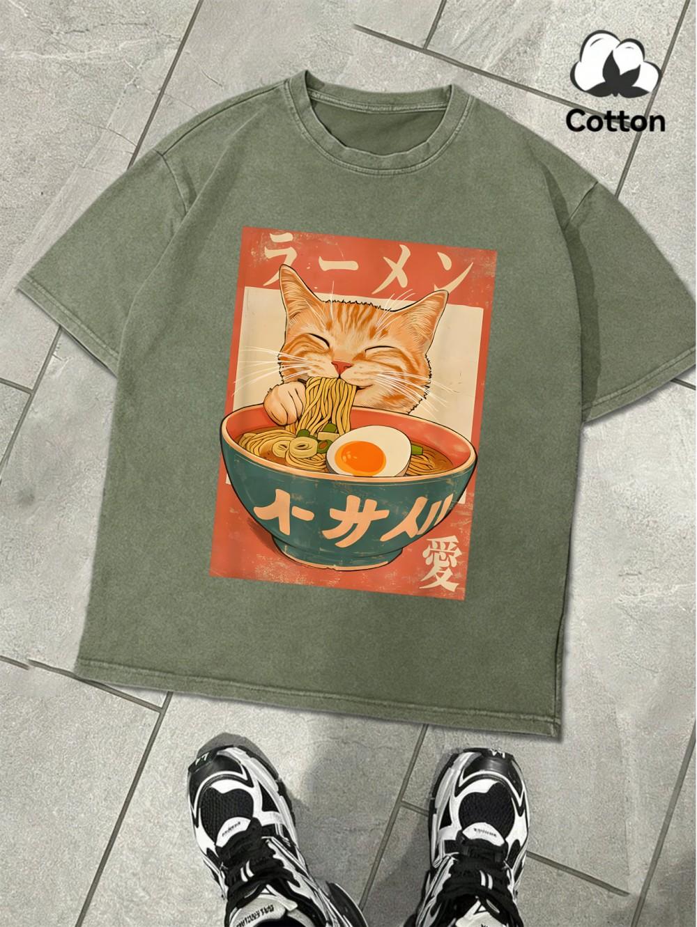 Eating Noodles Make Cats Happy Prints Washed TShirts Men Cotton Oversize T Shirt Casual ONeck Short Sleeve Tops Summer Clothes S
Eating Noodles Make Cats Happy Prints Washed TShirts Men Cotton Oversize T Shirt Casual ONeck Short Sleeve Tops Summer Clothes S