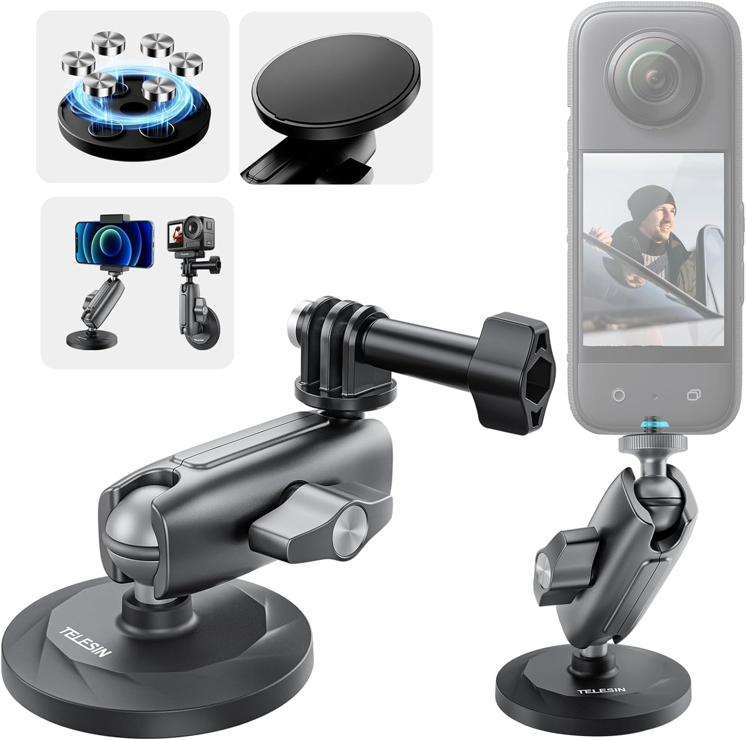 TELESIN Camera Magnetic Stand Free Ball Bed Super Strong Magnetic Vertical Load Magnetic GoPro Aluminum Inch Camera Compatible with Gopro Hero 12 11
TELESIN Camera Magnetic Stand Free Ball Bed Super Strong Magnetic Vertical Load Magnetic GoPro Aluminum Inch Camera Compatible with Gopro Hero 12 11