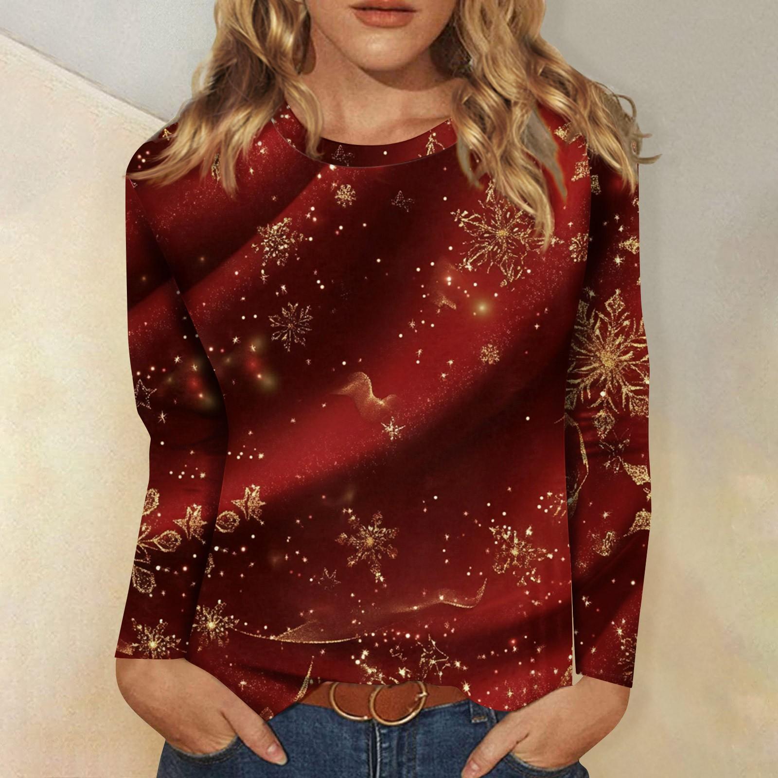 Женская мода повседневный топ с длинным рукавом с рождественским принтом и круглым вырезом XXXXXL винный
Женская мода повседневный топ с длинным рукавом с рождественским принтом и круглым вырезом XXXXXL винный