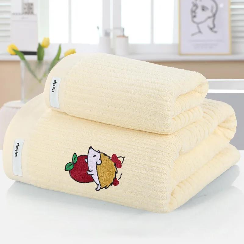Банное полотенце из хлопка, очень большое, длинное, толстое, быстросохнущее, впитывающее, мягкое, плюшевое полотенце, набор полотенец для ванной 70 * 140cm + 35 * 75cm