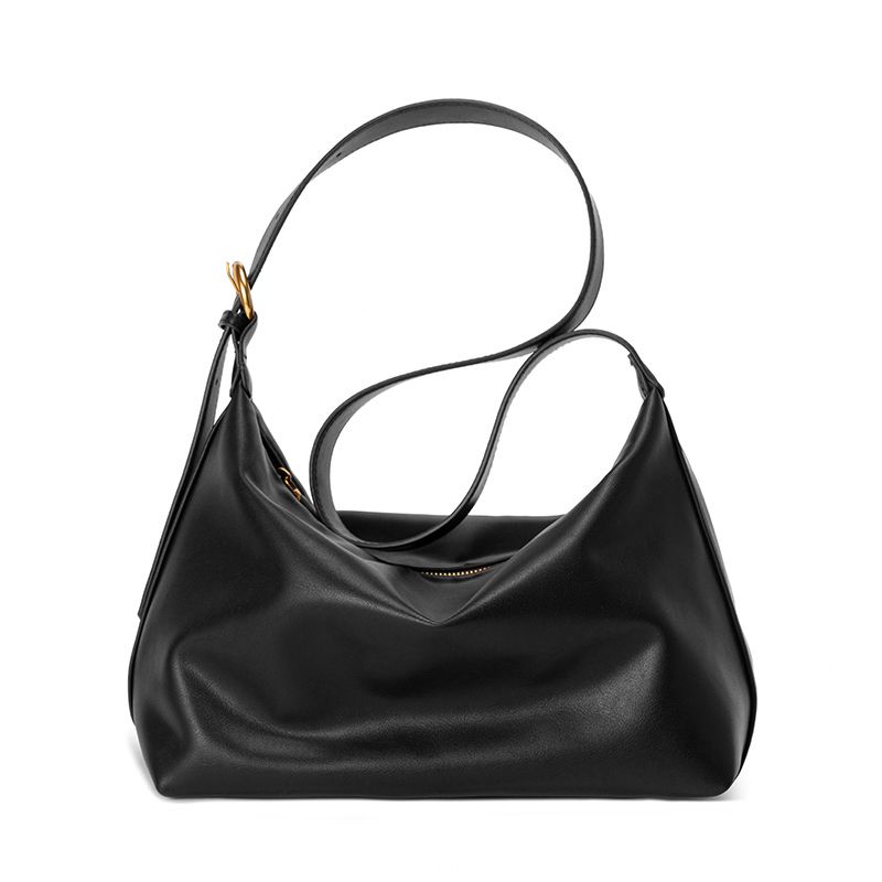 Ретро Мягкая Складная Минималистичный Стиль Рабочая Одежда Сумка Кроссбоди Подмышечная Сумка Black (small size)