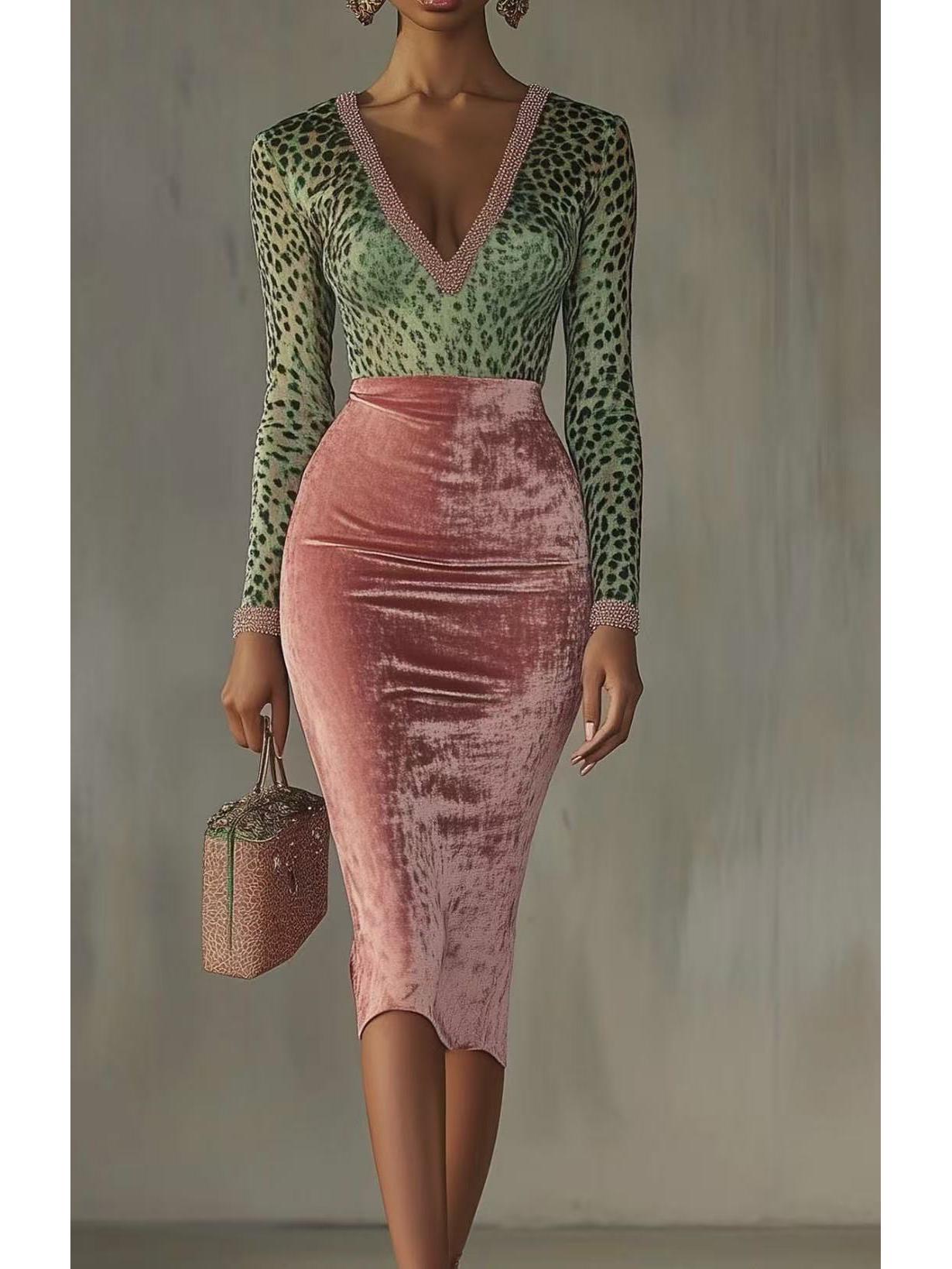 Gold Velvet Patchwork High-Waisted Slim Fit Dress - Autumn/Winter 2025 Europe Collection Large зелёный
Gold Velvet Patchwork High-Waisted Slim Fit Dress - Autumn/Winter 2025 Europe Collection Large зелёный