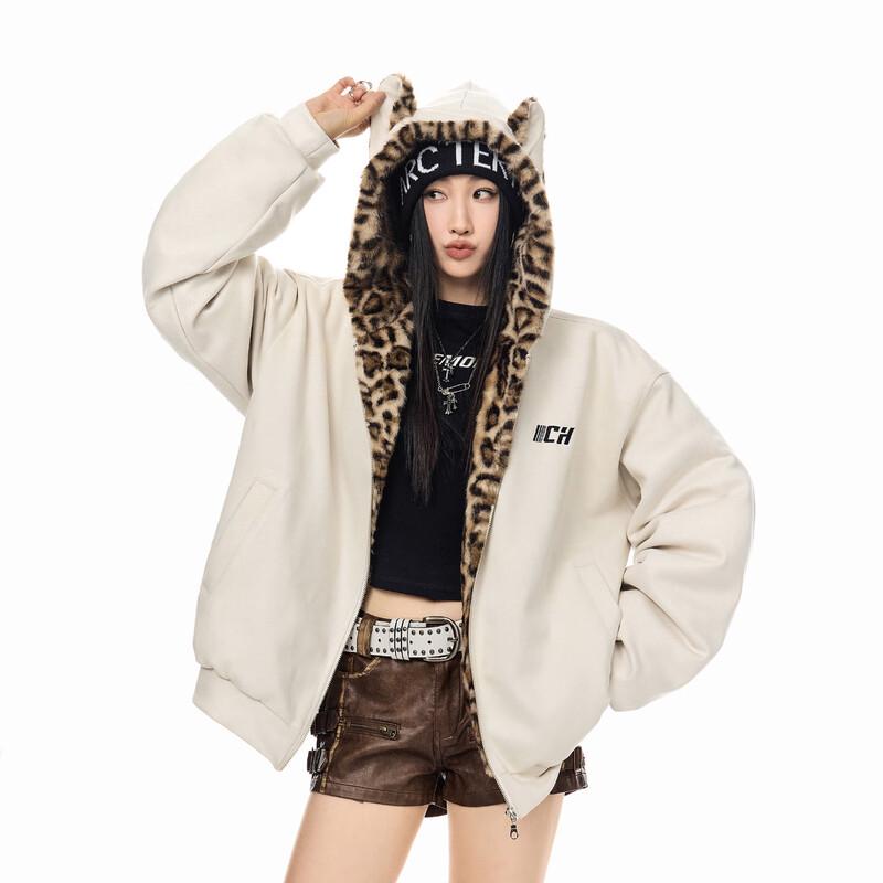 ICH MODE Women s Hooded Suede Leopard Print Padded Jacket L
ICH MODE Women s Hooded Suede Leopard Print Padded Jacket L