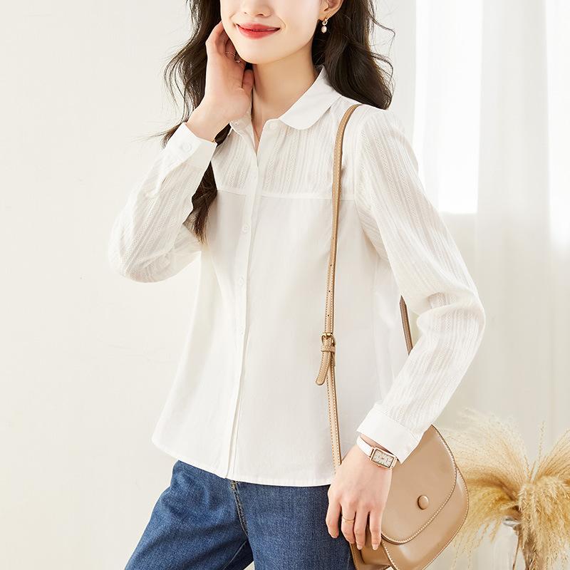 Pure Cotton White Shirt for Women Long-sleeved Spring New Doll Collar Top Design Sense Commuting Temperament Shirt M
Pure Cotton White Shirt for Women Long-sleeved Spring New Doll Collar Top Design Sense Commuting Temperament Shirt M