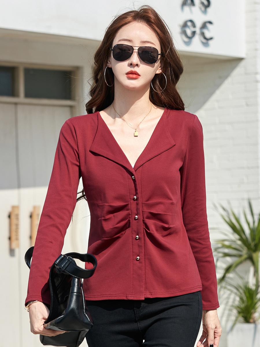 Бавовняна футболка Офісна жіноча весняна повсякденна футболка з довгим рукавом і лацканом Осінь у вільному стилі в корейському стилі Жіночі сорочки великих розмірів 3XL бордовий
Бавовняна футболка Офісна жіноча весняна повсякденна футболка з довгим рукавом і лацканом Осінь у вільному стилі в корейському стилі Жіночі сорочки великих розмірів 3XL бордовий
