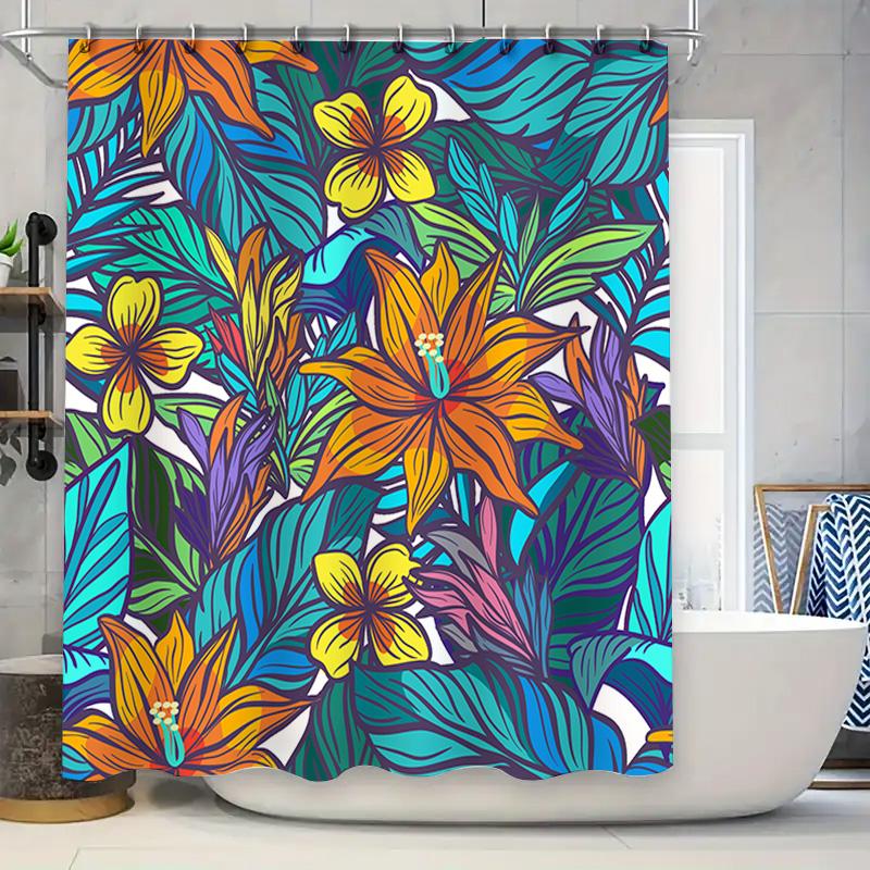 Vibrant Floral Shower Curtain Waterproof Bath Decoration With Multicolor Leaves Flowers For Bathroom Decorations Home Living Roo W60H190(CM)-1 Pcs
Vibrant Floral Shower Curtain Waterproof Bath Decoration With Multicolor Leaves Flowers For Bathroom Decorations Home Living Roo W60H190(CM)-1 Pcs