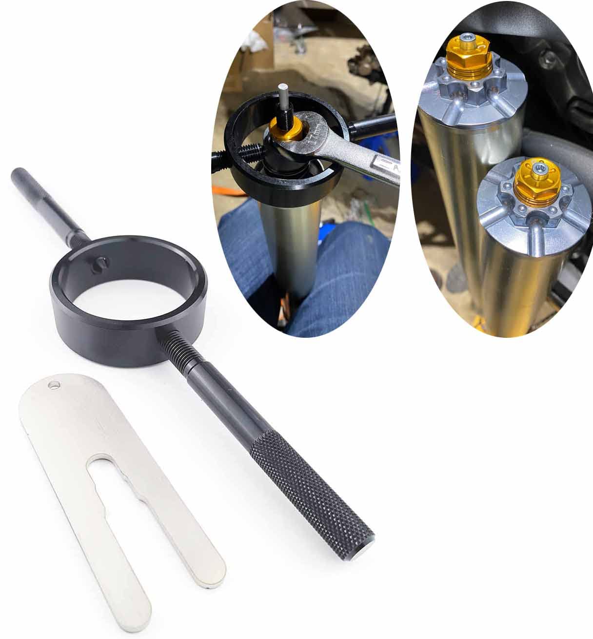 BBBBOX Universal Motorcycle Fork Spring Compressor Tool Kit, Made from Aircraft-Grade 6061 Aluminum, Fits Most Upside-Down Threat Bike Forks
BBBBOX Universal Motorcycle Fork Spring Compressor Tool Kit, Made from Aircraft-Grade 6061 Aluminum, Fits Most Upside-Down Threat Bike Forks