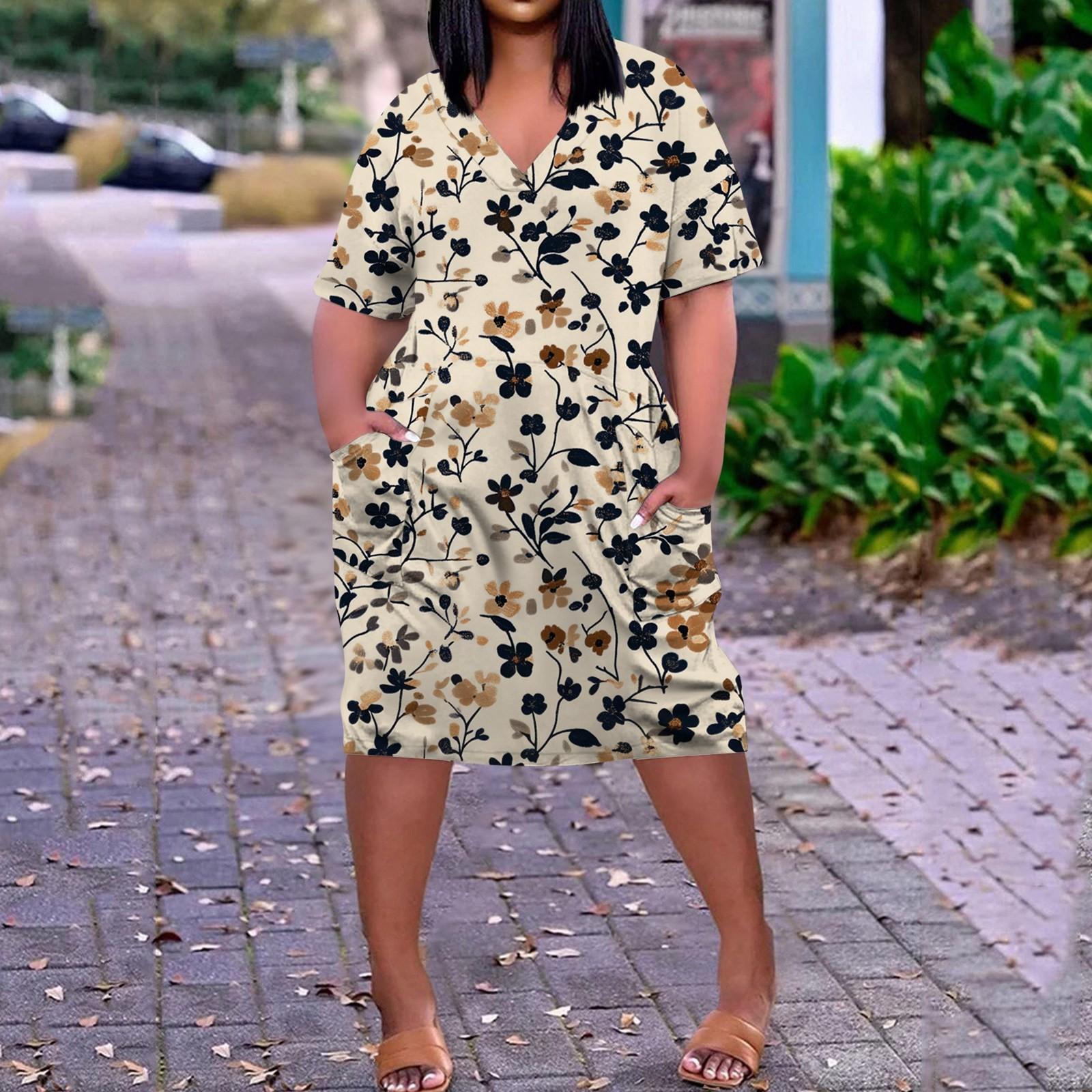 Летнее повседневное платье больших размеров с V-образным вырезом и коротким рукавом, карманом на колене для женщин L
Летнее повседневное платье больших размеров с V-образным вырезом и коротким рукавом, карманом на колене для женщин L