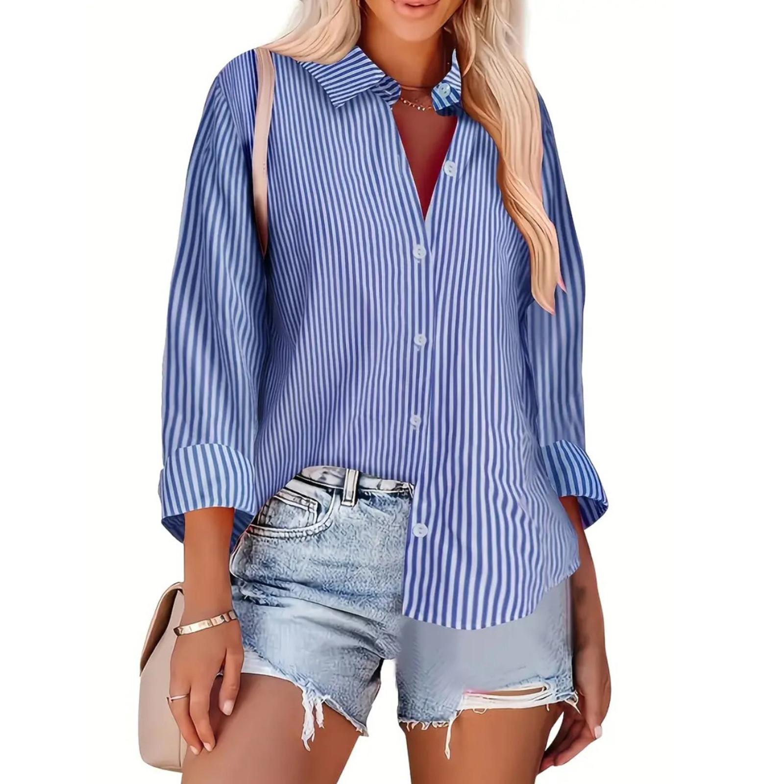 Women s Fashion Casual Striped Cardigan Loose Long Sleeve Shirt T-Shirt Top L синий
Women s Fashion Casual Striped Cardigan Loose Long Sleeve Shirt T-Shirt Top L синий