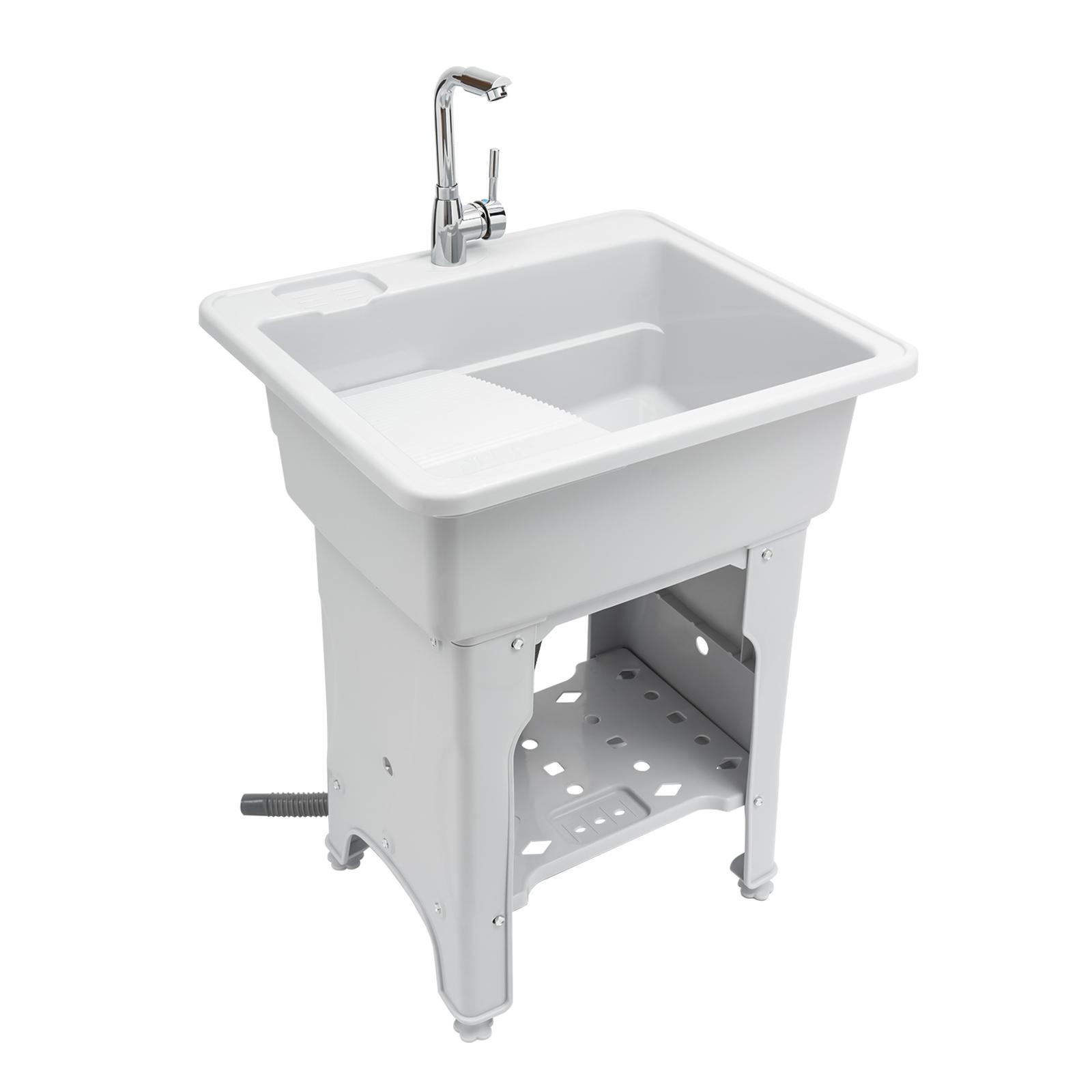 Отдельностоящая пластиковая раковина для стирки с рифленой доской с краном для холодной и горячей воды и шлангами для прачечной, гаража или мастерской белый
Отдельностоящая пластиковая раковина для стирки с рифленой доской с краном для холодной и горячей воды и шлангами для прачечной, гаража или мастерской белый