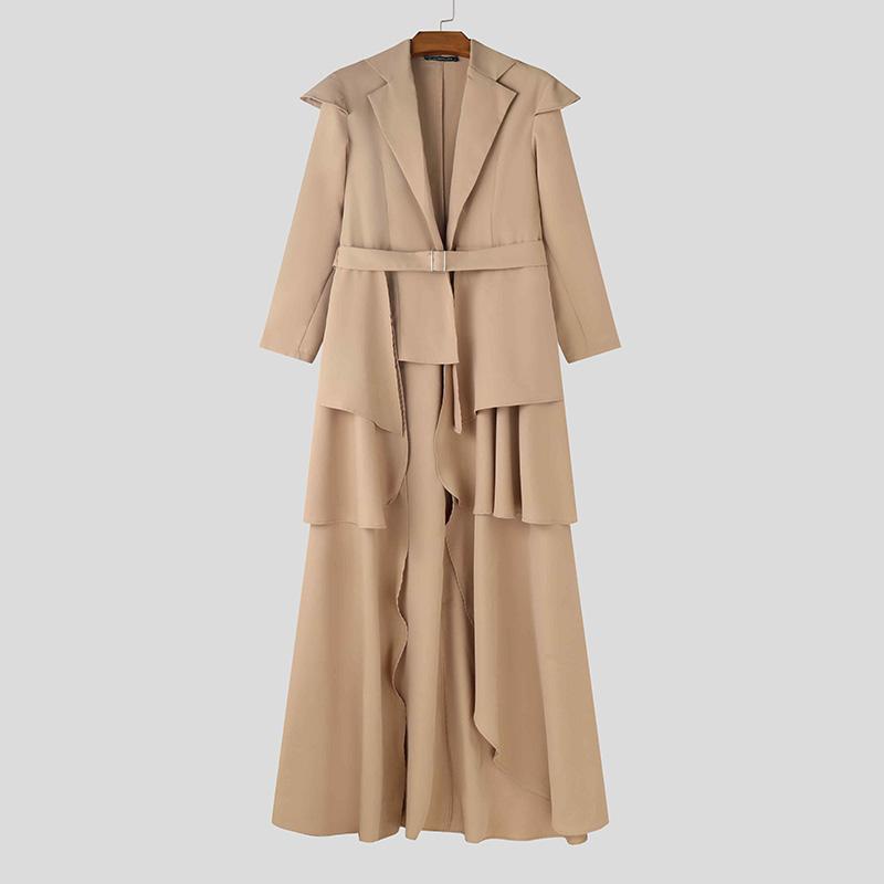 INCERUN Мужской лацкан с длинным рукавом, нерегулярные оборки, слои, разрезы, повседневный длинный пиджак M хаки
INCERUN Мужской лацкан с длинным рукавом, нерегулярные оборки, слои, разрезы, повседневный длинный пиджак M хаки