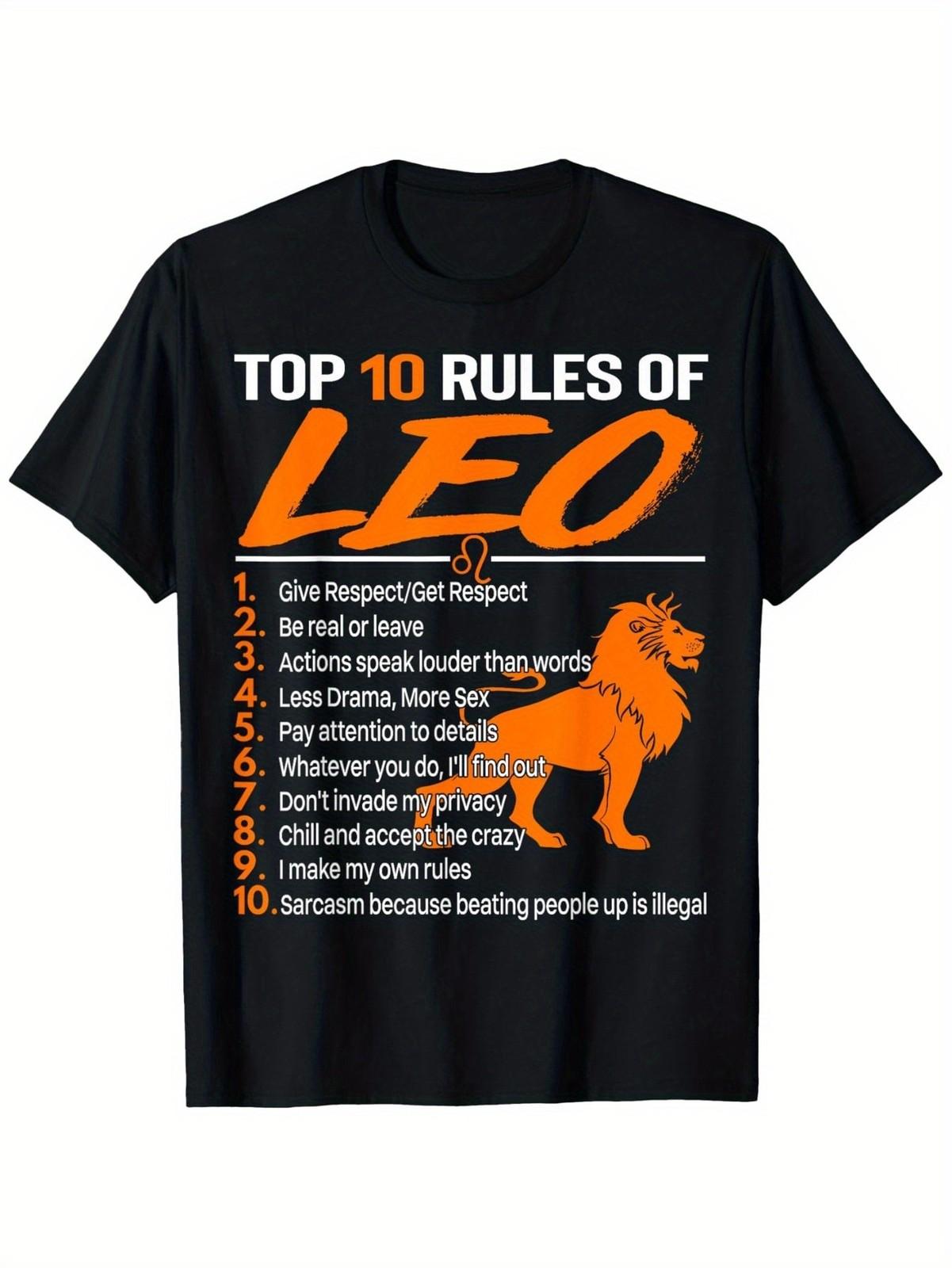 Funny Leo Zodiac Sign T-Shirt - Top 10 Rules of Leo Graphic Tee, 100% 180Gsm, 5XL різнокольоровий
Funny Leo Zodiac Sign T-Shirt - Top 10 Rules of Leo Graphic Tee, 100% 180Gsm, 5XL різнокольоровий
