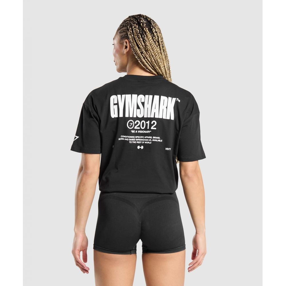 Футболка GYMSHARK Be a Visionary Oversized, черная B7A5X BB2J