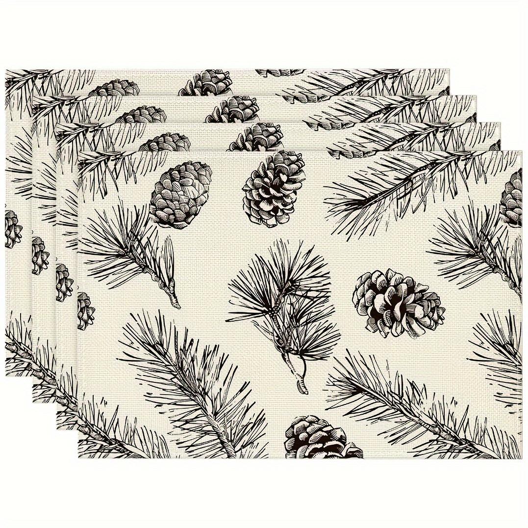 4pcs Fir Pine Cone Placemats – Black & Cream Winter Botanical Design, 12x18in, Seasonal Christmas Table Decor for Home or Party 30x45cm-4PC
4pcs Fir Pine Cone Placemats – Black & Cream Winter Botanical Design, 12x18in, Seasonal Christmas Table Decor for Home or Party 30x45cm-4PC