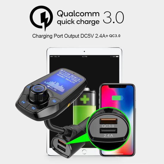 MP3-плеер TF-карта Bluetooth-совместимый FM-передатчик QC3.0 Быстрое автомобильное зарядное устройство для телефона
MP3-плеер TF-карта Bluetooth-совместимый FM-передатчик QC3.0 Быстрое автомобильное зарядное устройство для телефона