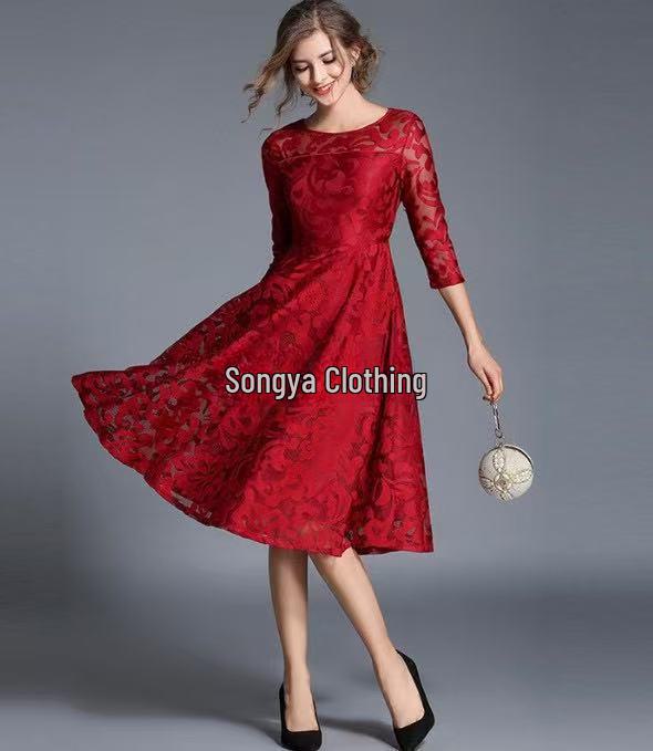 Платье свободного кроя из кружева больших размеров с рукавами три четверти — европейский и американский стиль, облегающий крой для весны и осени L вино красного
Платье свободного кроя из кружева больших размеров с рукавами три четверти — европейский и американский стиль, облегающий крой для весны и осени L вино красного