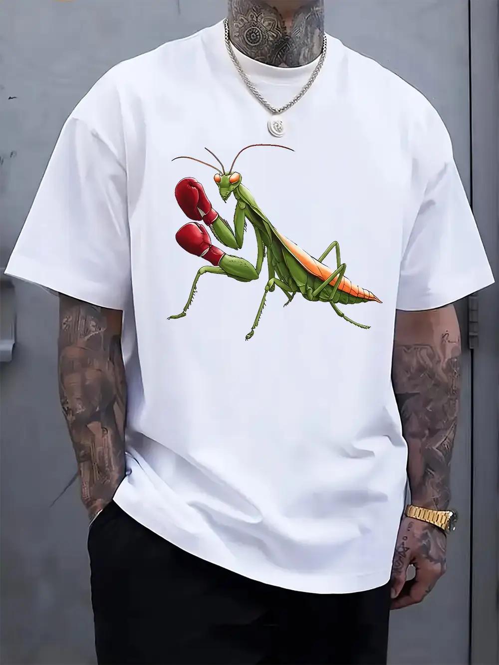 Casual Short Sleeve T-shirt with Vibrant Praying Mantis & Carrot Print - Light Grey Regular Fit Round Neck Summer Tee for Casual Attire M
Casual Short Sleeve T-shirt with Vibrant Praying Mantis & Carrot Print - Light Grey Regular Fit Round Neck Summer Tee for Casual Attire M