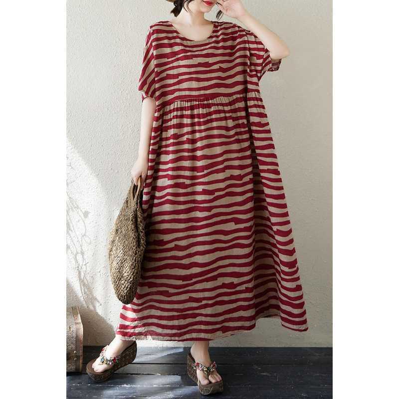 Тонкий хлопок и лен Круглый вырез Короткий рукав Полосатый Минималистичный Длинная юбка для женщин One size
Тонкий хлопок и лен Круглый вырез Короткий рукав Полосатый Минималистичный Длинная юбка для женщин One size