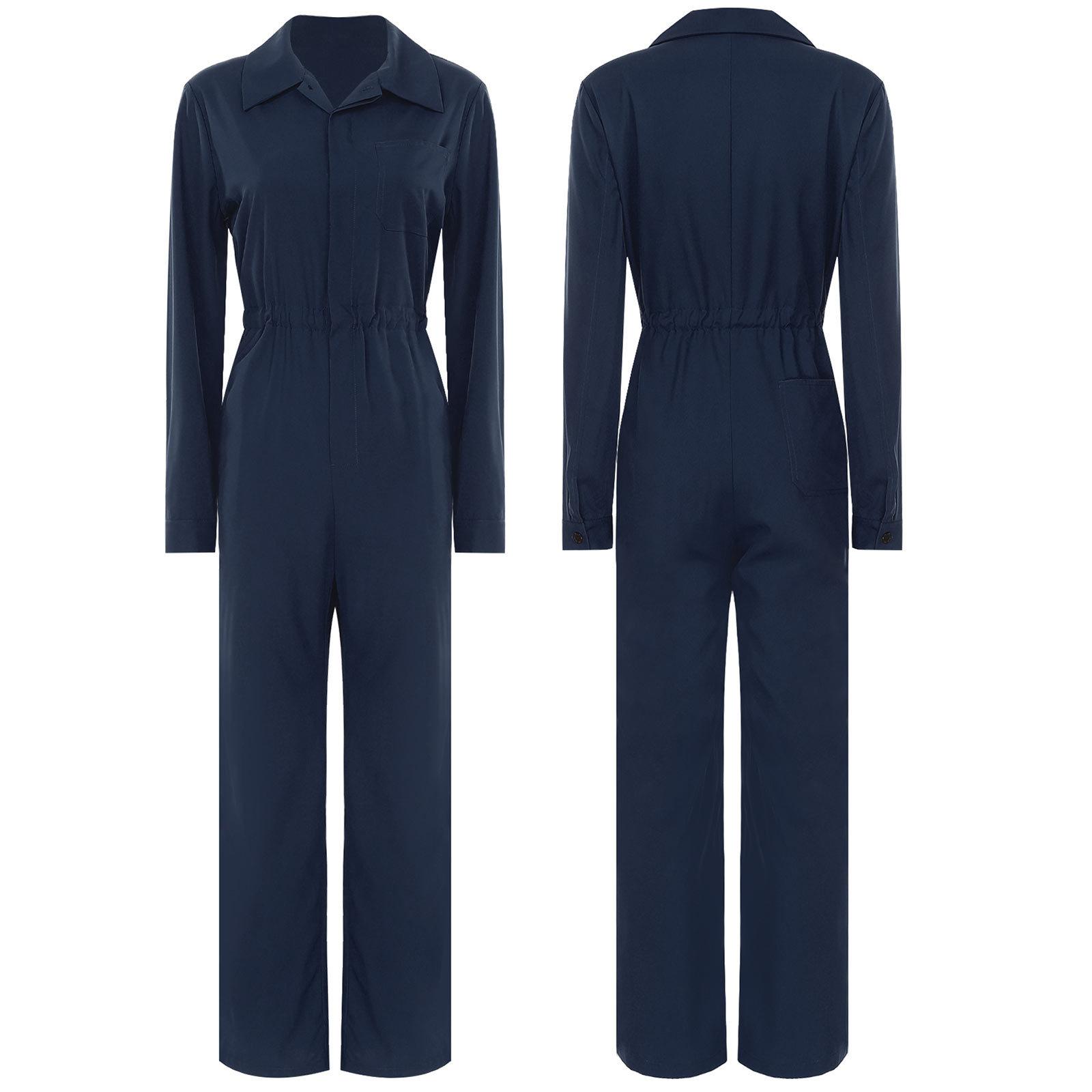 Womens Casual Jumpsuit Coverall Solid Color Long Sleeve Turn-Down Collar Button Flap Romper Fashion Work Travel Holiday Homewear S темно-синього кольору
Womens Casual Jumpsuit Coverall Solid Color Long Sleeve Turn-Down Collar Button Flap Romper Fashion Work Travel Holiday Homewear S темно-синього кольору