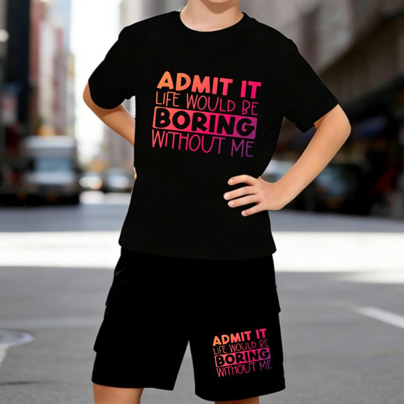Boys 2 Piece Sassy Letter Print Outfit, Short Sleeve T-Shirt and Shorts Set for Kids Age 5-14, Black and White Sporty Casual Summer Clothes 5-6 Years чёрный
Boys 2 Piece Sassy Letter Print Outfit, Short Sleeve T-Shirt and Shorts Set for Kids Age 5-14, Black and White Sporty Casual Summer Clothes 5-6 Years чёрный