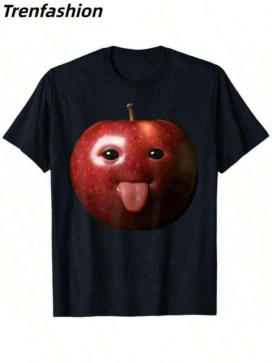 Trenfashion Unisexs Black Short Sleeve Graphic Tee With Silly Apple Face Meme Print Funny Casual 4XL
Trenfashion Unisexs Black Short Sleeve Graphic Tee With Silly Apple Face Meme Print Funny Casual 4XL