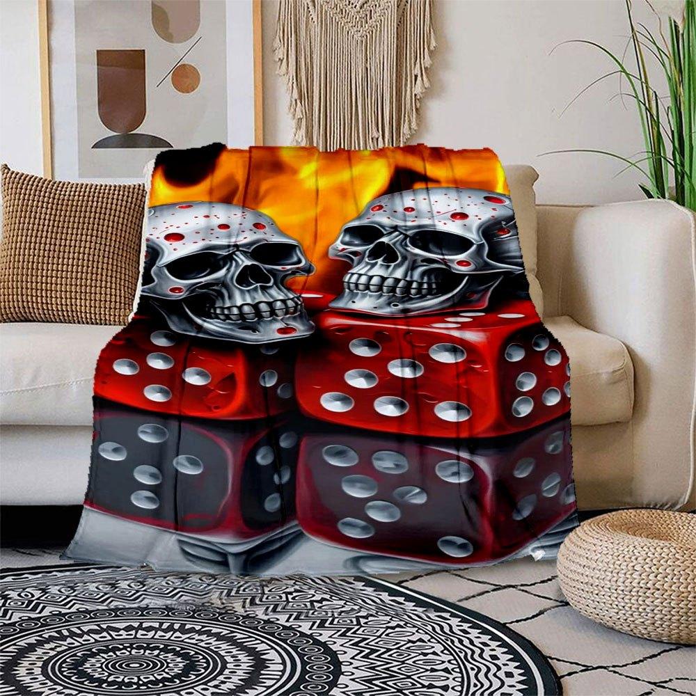 Skull Dice with Flames - Unique Casino Decor Blanket Flannel Throw Blanket for Sofa, Bed, Travel, Camping, Office 100x150cm
Skull Dice with Flames - Unique Casino Decor Blanket Flannel Throw Blanket for Sofa, Bed, Travel, Camping, Office 100x150cm